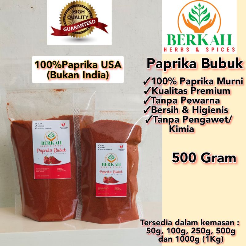 

Paprika Bubuk Berkah 500gr Kualitas Premium Original Halal Higienis Tanpa Pengawet Import Usa