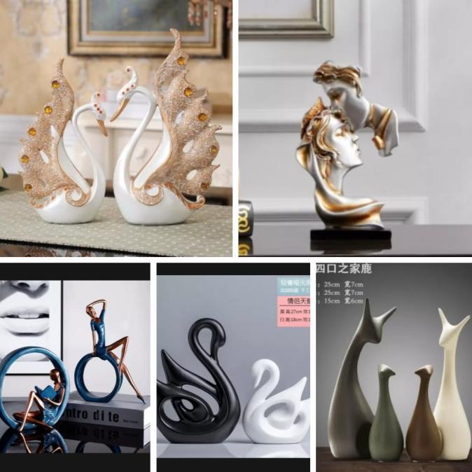 populer] angsa keramik pajangan keramik set / vas keramik / guci keramik