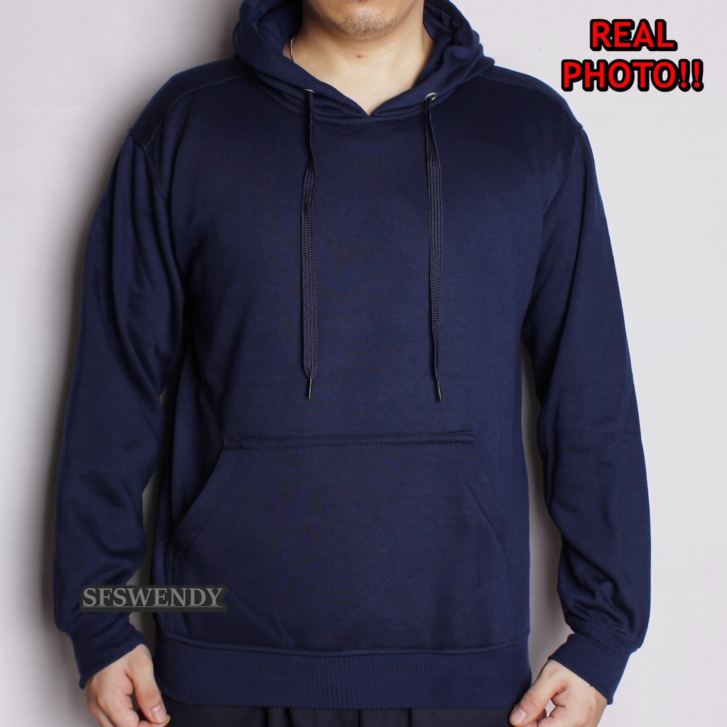 Jaket Pria Hoodie Polos Sweater Jumper Warna Navy biru dongker Big size XXXL original premium