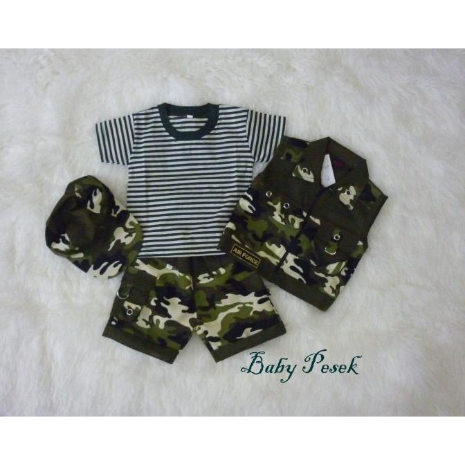Baju Setelan Profesi Tentara Loreng Abri Army Anak Bayi Laki Laki