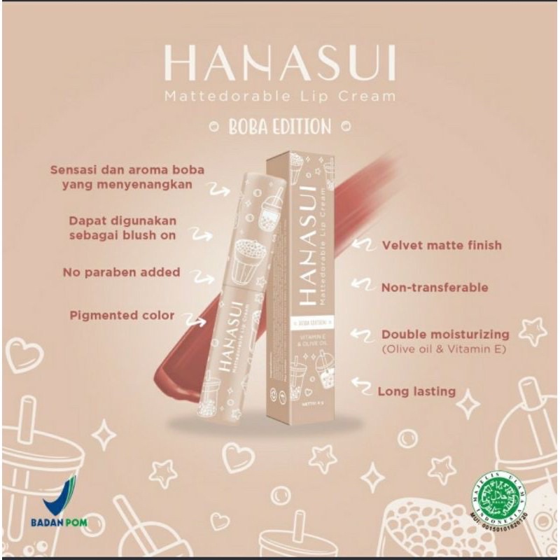 HANASUI BOBA EDITION MATTEDORABLE LIP CREAM 4gr