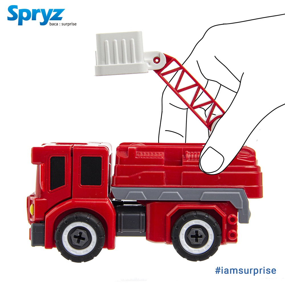 Spryz Revamp Robo Truck Red - Mainan Truk Robot Transformer DIY