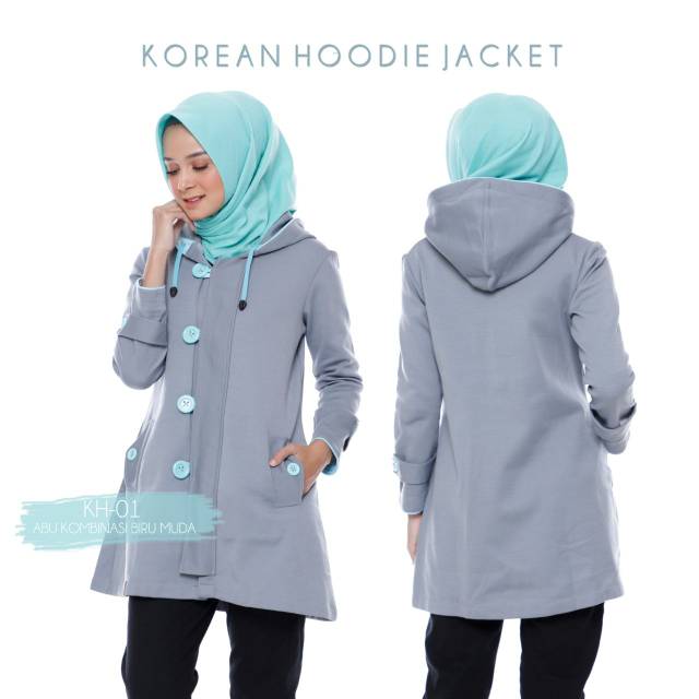 Jaket Muslimah Grayscale Korean Hoodie