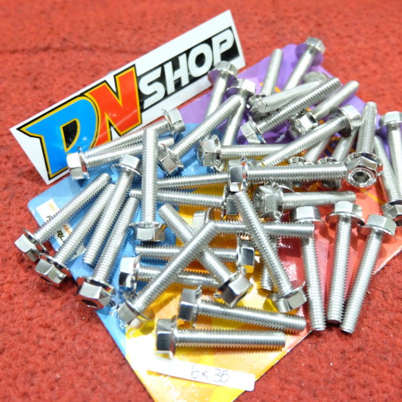 Probolt stainless 2 kunci M6x35 drat 10 panjang 35mm