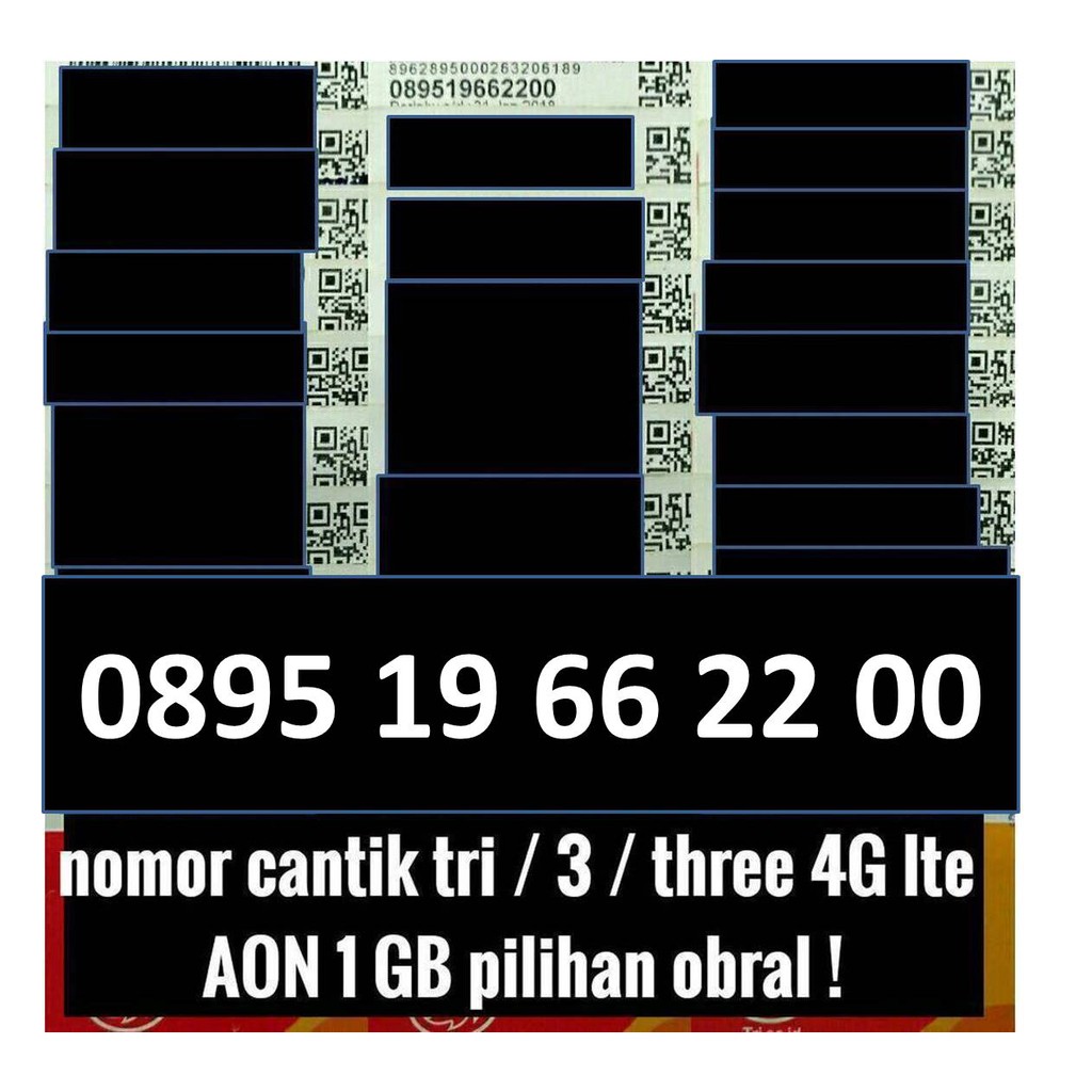 nomer cantik tri / 3 / three aon 4G ready kartu perdana