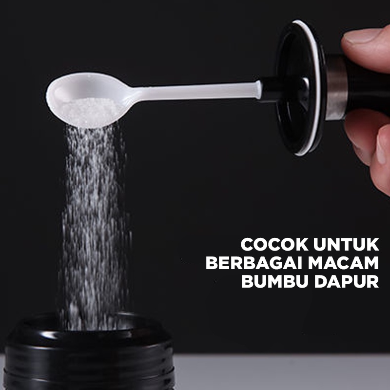 TEMPAT BUMBU DAPUR GULA GARAM SERBAGUNA BOTOL BUMBU DAPUR DILENGKAPI SENDOK - KACA