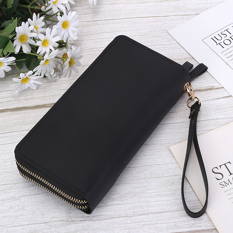 DOMPET WANITA 2 RESLETING PESTA IMPORT MURAH KULIT HITAM MUNICH WA333B5 PREMIUM KEKINIAN SLOT KARTU UANG BATAM KOREA