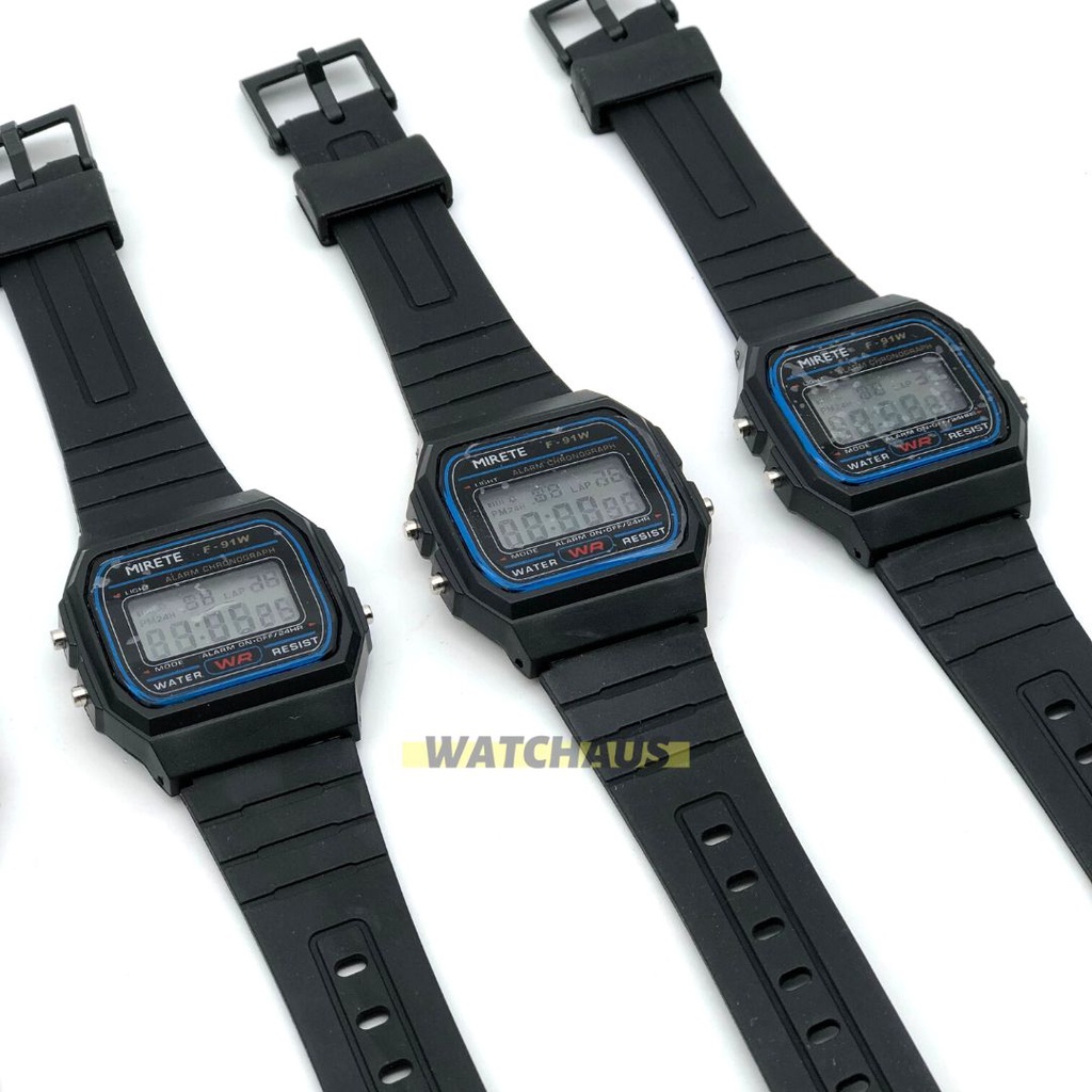 JAM TANGAN ANAK COWOK MIRETE F91 RUBBER STRAP DIGITAL ORIGINAL GIFT SET