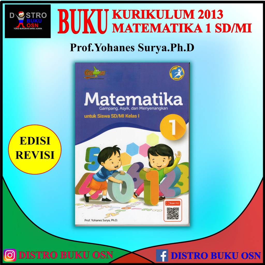 Buku Sekolah kurikulum 2013 matematika sd kelas 1 penulis  Prof. Yohanes Surya, Ph.D METODE GASING