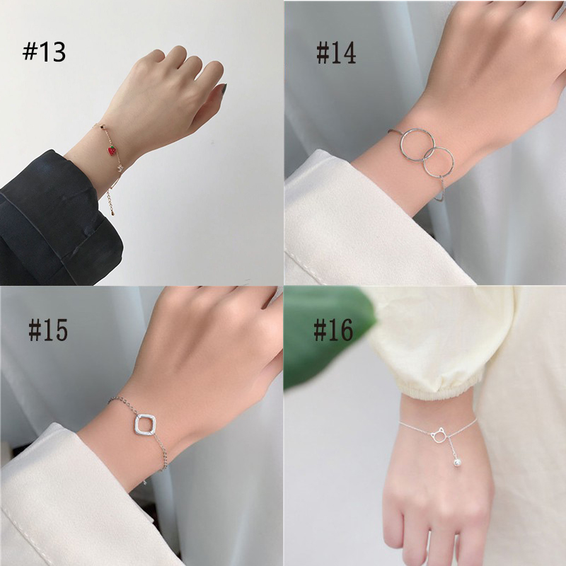 Gelang Wanita Model Korea Simple Clover Kristal untuk Hadiah-5