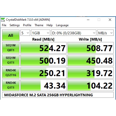 MIDASFORCE M.2 SATA III SSD 2280 256GB M2 HYPER LIGHTNING