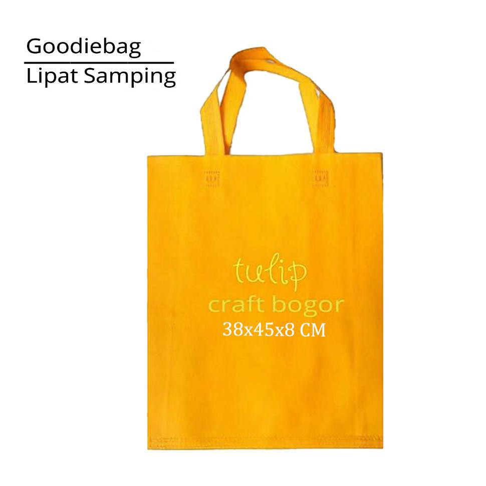 

Tas 38x45x8 cm Goodiebag Spunbond Kuning Lipat Samping shopping bag Promosi