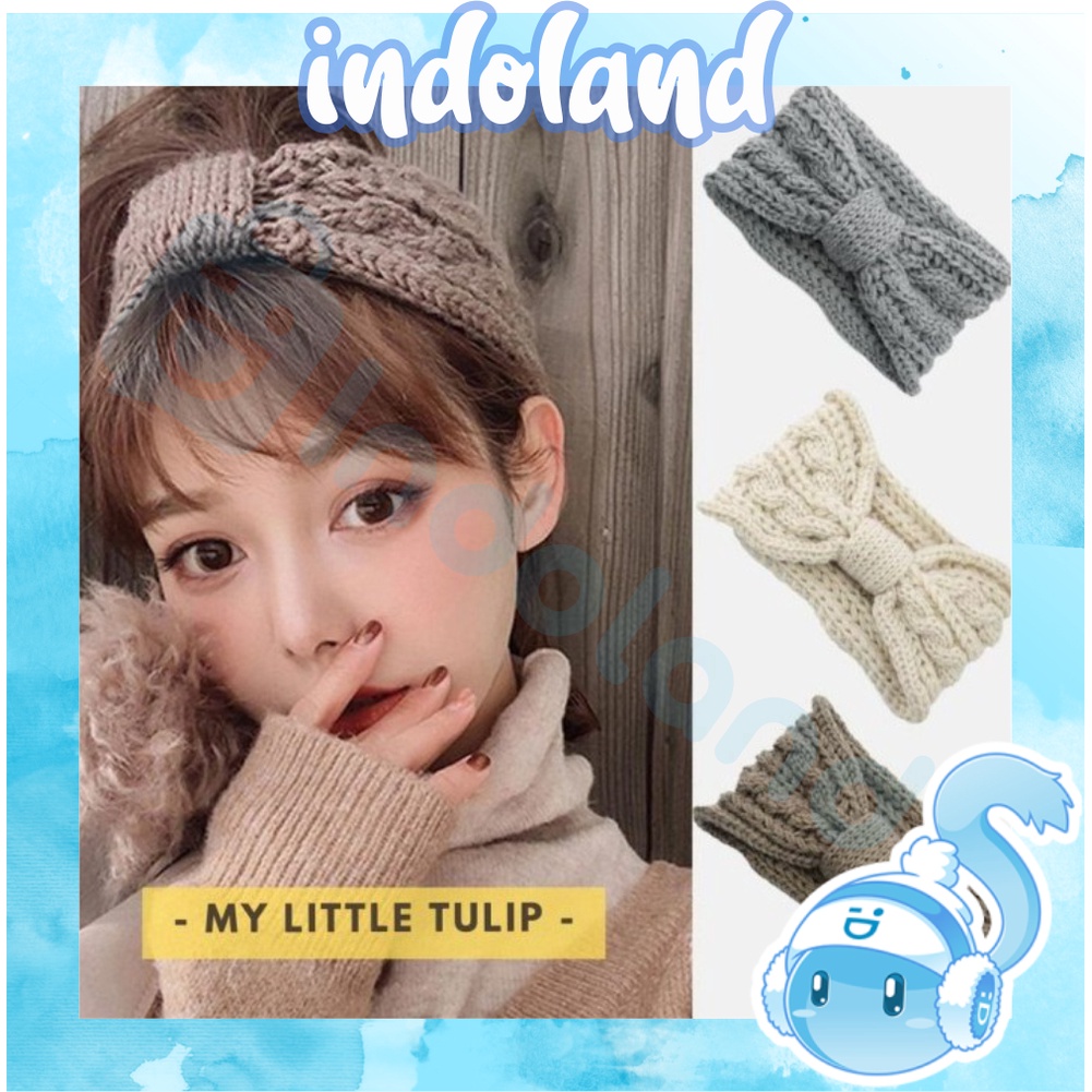 ☀ INDOLAND ☀ R212 Headband Rajut Wool Pita/Cantik Korea/Bandana Lebar Fur/Bando Rajut Lebar Cewek