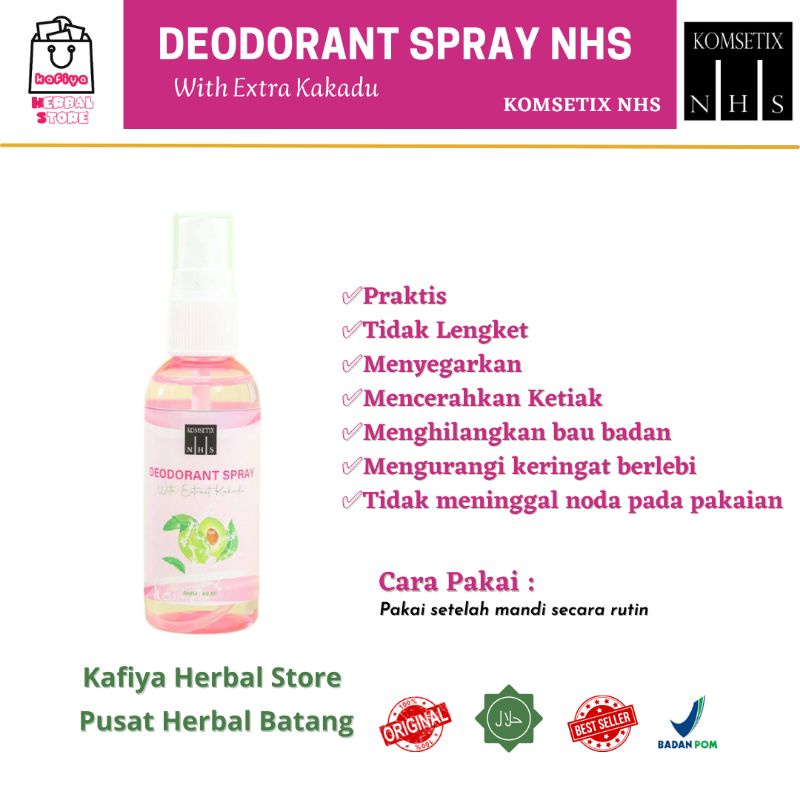 KOMSETIX NHS - Deodorant Spray NHS Herbal Ampuh atasi Bau Badan Keringat Berlebih Mencerahkan Ketiak BPOM 60 ml