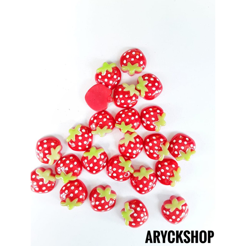 Resin Strawberry Stroberi isi 6pcs Bahan Craft Bando Jepit Rambut DIY