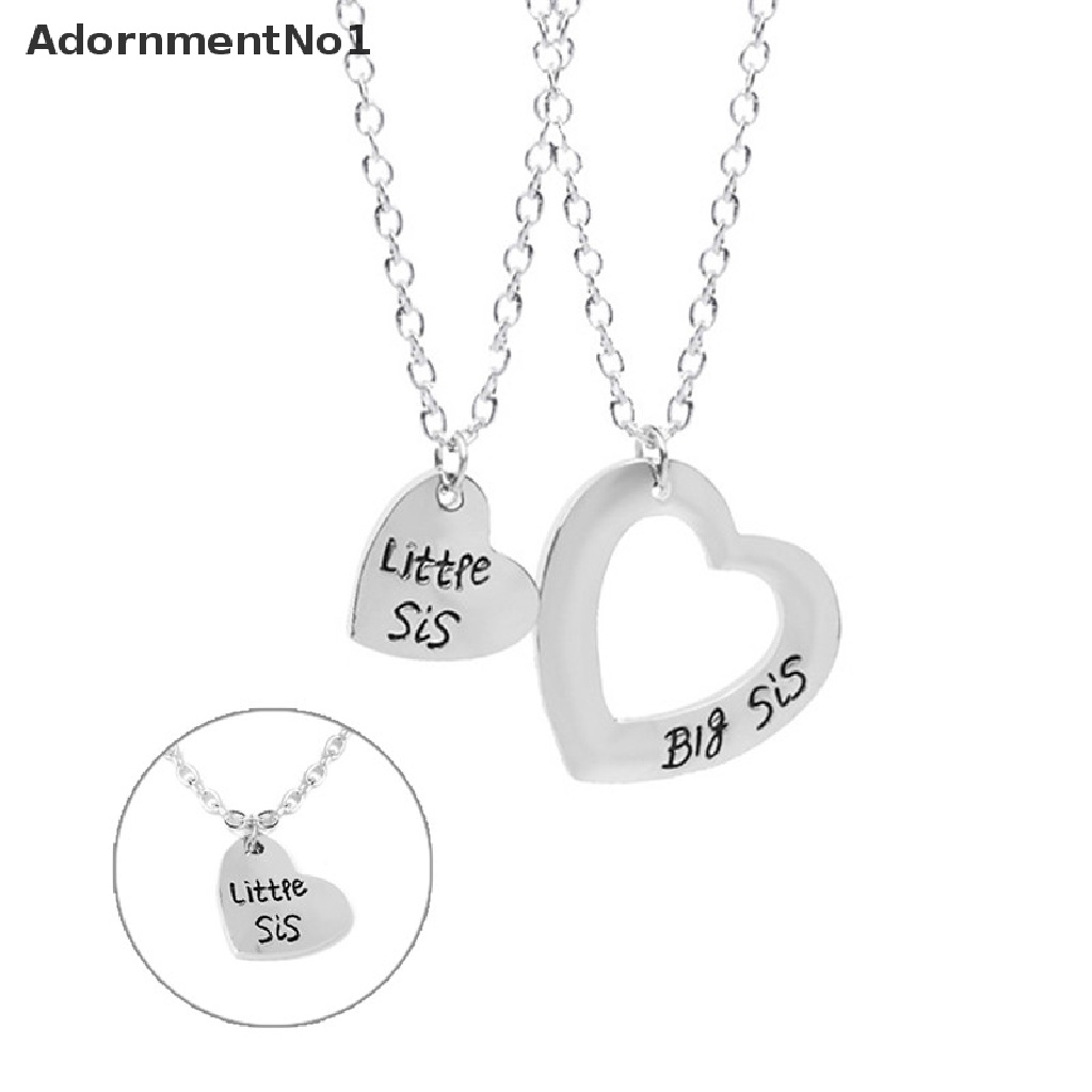 (AdornmentNo1) 2pcs / Set Kalung Rantai + Liontin Motif Tulisan Big / Little Sister Untuk Perhiasan Wanita