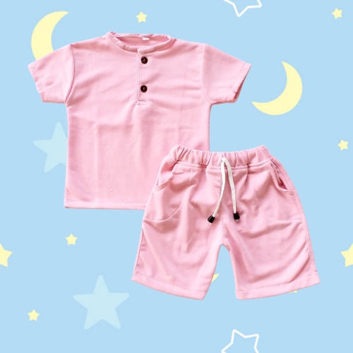 HappyOliver SET HENLEY BOY Setelan Kemeja Bayi Laki-laki Lengan Pendek