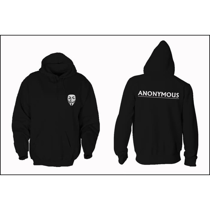 READY JAKET COWOK SWEATER HACKER ANONYMOUS MAN HITAM ALL SIZE - S M L XL 2XL 3XL 4XL 5XL / BIG SIZE