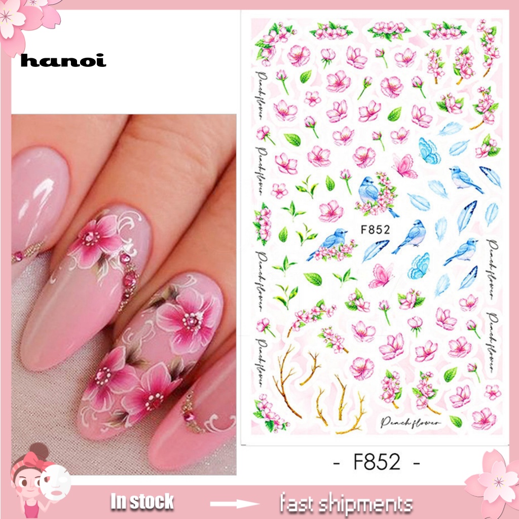 Han_ Stiker Kuku Motif Bunga Untuk Nail Art