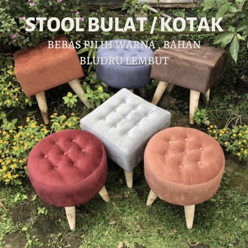 Ready  [COD] Stool Bulat Kancing / Stool Kotak (Ready) ASLI