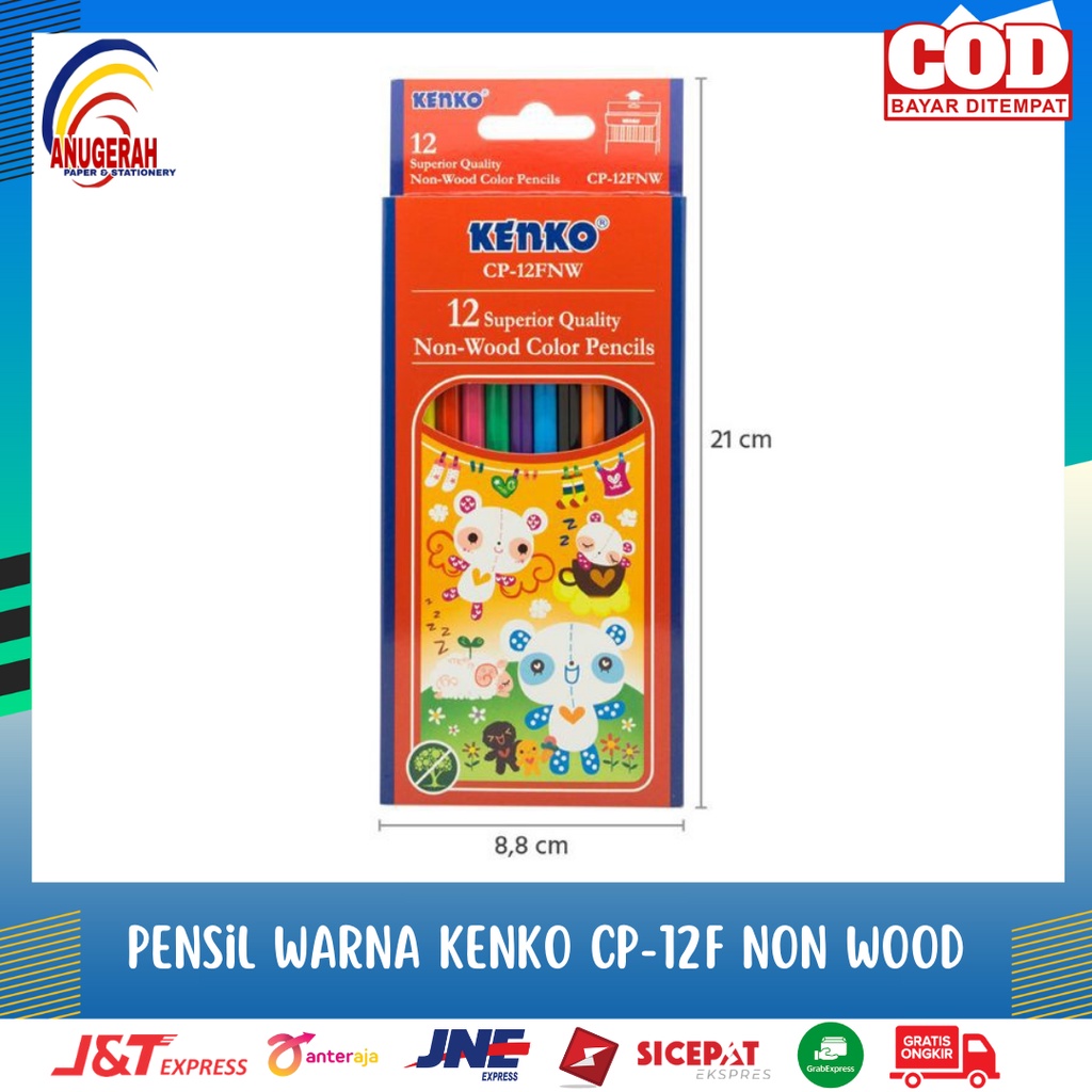 

Pensil Warna Kenko CP-12FNW Non Wood 12 Warna (PCS)
