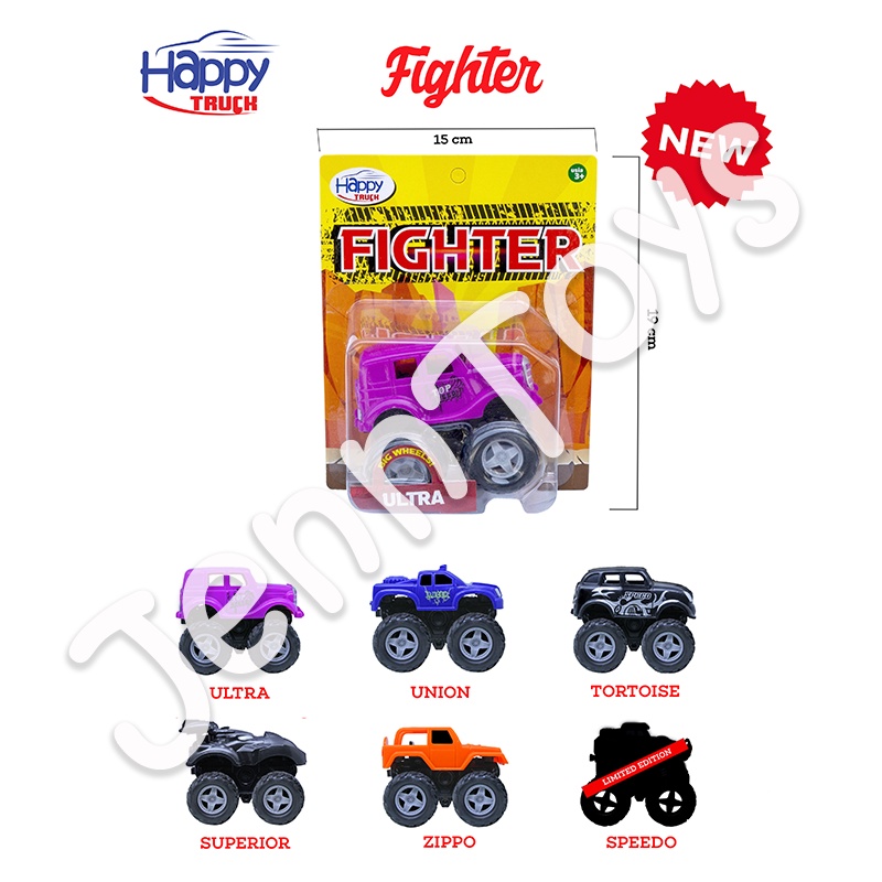 JennToys - Mainan anak laki laki Mobil mainan truk mainan pullback Mainan diecast MONSTER TRUCKS Super by Happy Truck - HAPPY TRUCK SUPER CAR FIGHTER CAR