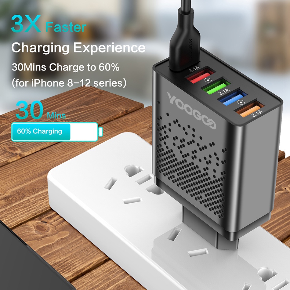 Original 5 Port Quick Adapter Charger 3.1A Fast Charging 5 USB