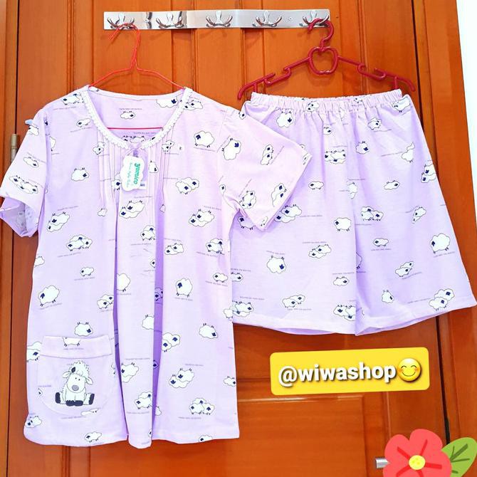 Yumico Baju Tidur Piyama Tp/Cp- Corak Cute Sheep - Ungu Tokyoolshop_