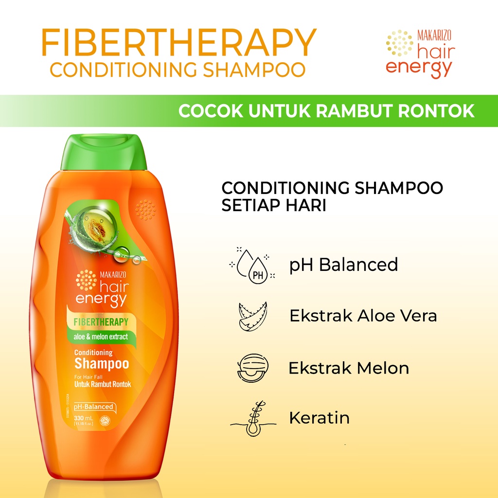 Makarizo Hair Energy Fibertherapy  Conditioning Shampoo Aloe & Melon 330 mL / Shampo Kondisioner-4