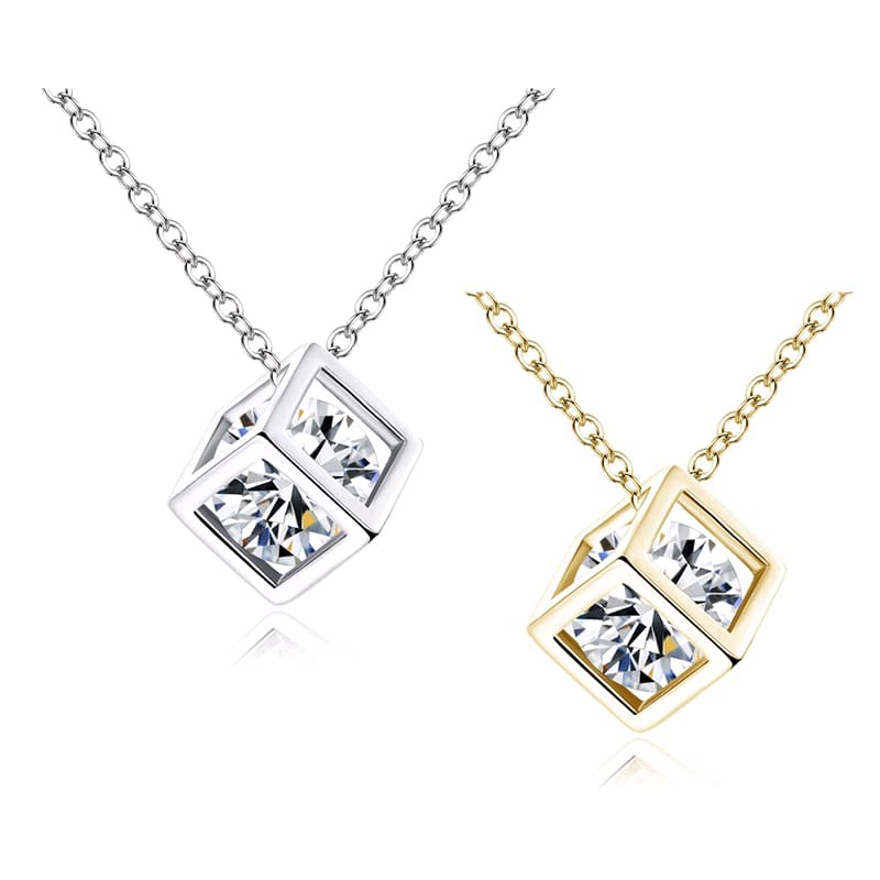 Kalung Alloy Anti Karat Crystal Berlian kubus Fashion Model korea