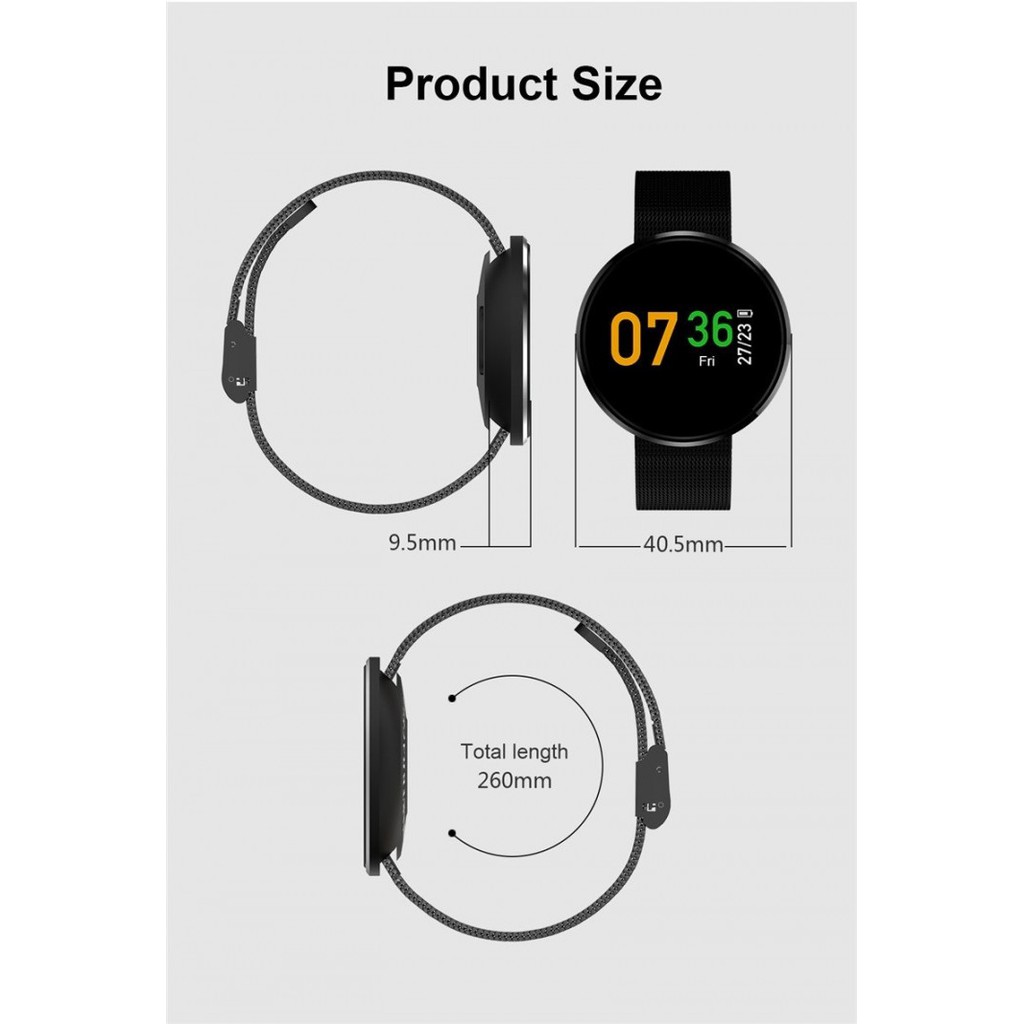 Interpad Bluetooth IP67 Waterproof Smart Watch with Heart Rate Monitor