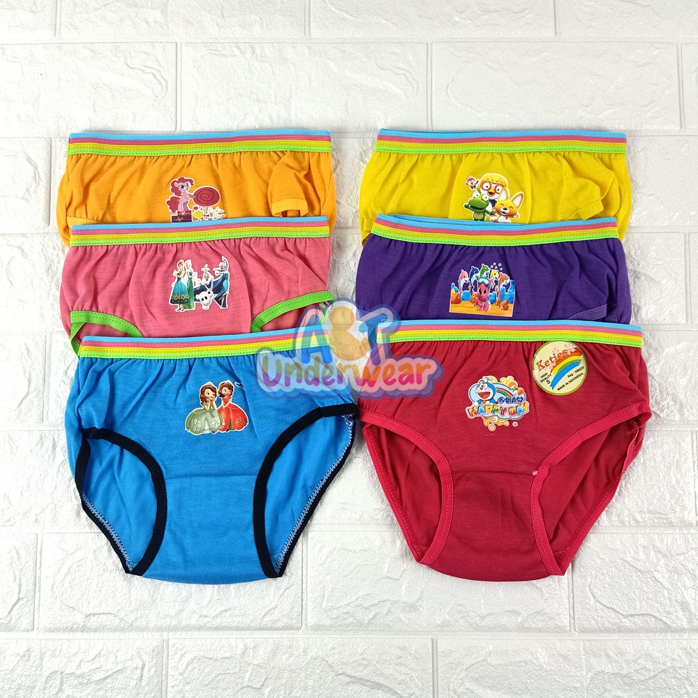 AT004-6 pcs Celana dalam anak karakter IC/celana dalam anak perempuan
