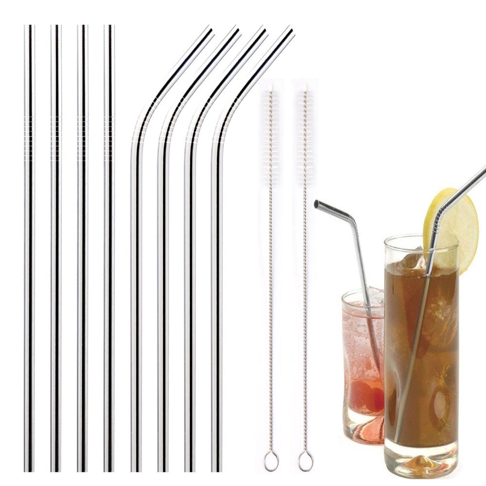 【TERSEDIA &amp; COD】8Pcs Sikat Pembersih Sedotan Bahan Stainless Steel