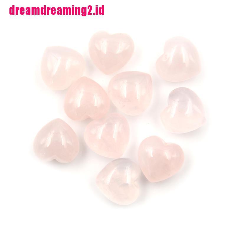 （✔✔❤1pc Batu Permata Quartz Alami Bentuk Hati Warna Pink Untuk Koleksi