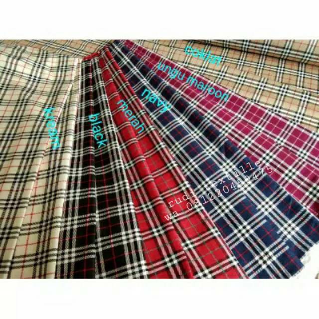Kain katun jepang kotak motif Burberry/bahan cotton jepang
