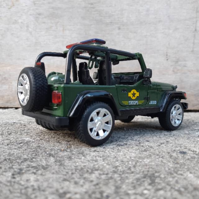 Diecast Jeep Wrangler Militer Alloy - Miniatur Mobil Army Metal