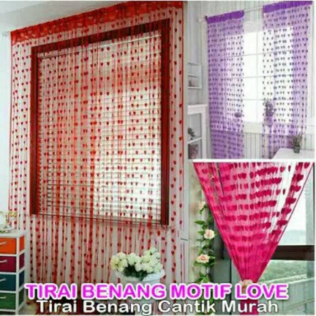 Tirai Benang Motif Love - Tirai Hiasan Dekorasi Pintu