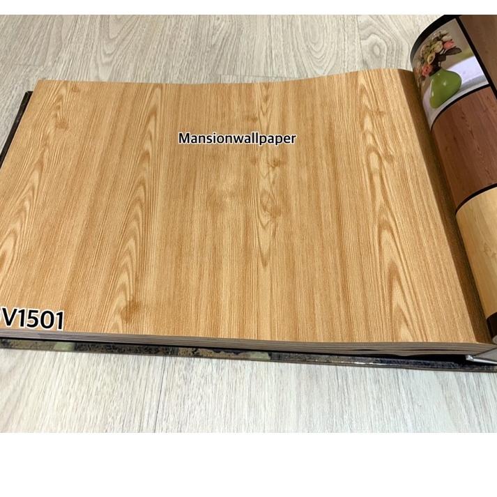 Trendy Wallpaper Dinding Motif Kayu Triplek Cream Coklat Natural .