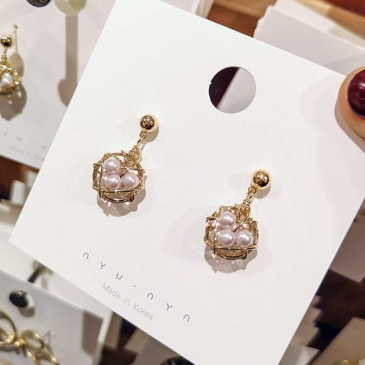 Korea Dongdaemun Desain anting-anting kepribadian Sarang Burung mutiara anting-anting semua yang ses