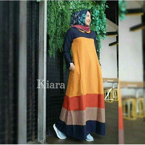 maxi pelangi mustar fashion wanita gamis dres baju muslim