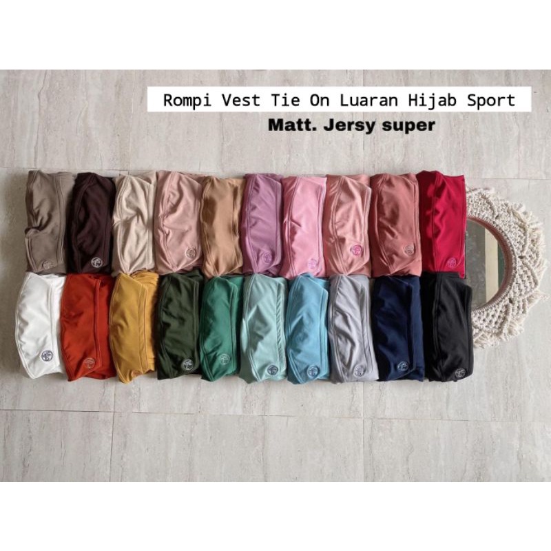 Rompi Vest Tie On Luaran Hijab Sport Olahraga Utk Lari Senam Sepeda Modest Wear/Hijab Olahraga/Hijab Senam Gowes Renang Yoga Zumba/Jilbab Olahraga Rompi Bergo Sporty Efka Clothes-2