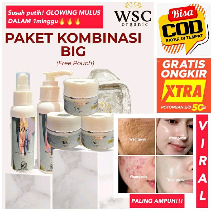 PAKET VIRAL RETINOL WSC ORGANIC PUSAT PAKET CREAM WAJAH VIRAL BPOM |Glowing series |Paket Normal Fle