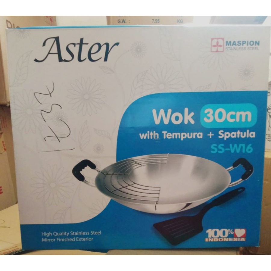 Maspion Aster Wok Wajan Penggorengan 30 cm Tempura Rack dan Spatula