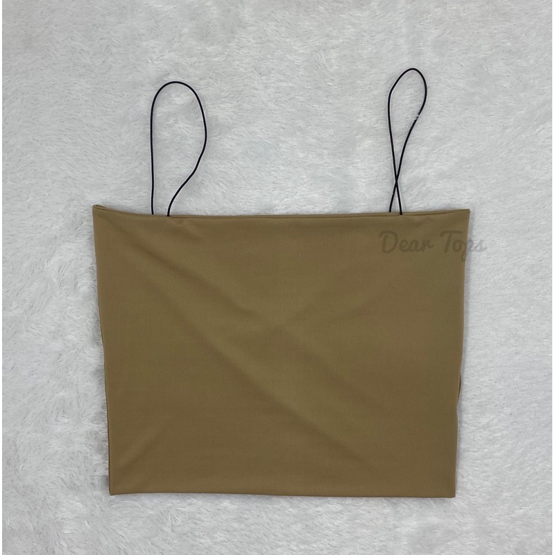 TankTop Spagetti | Tanktop Tali Spageti Square Crop | Kemben (Bahan Jersey Premium)-Khaki