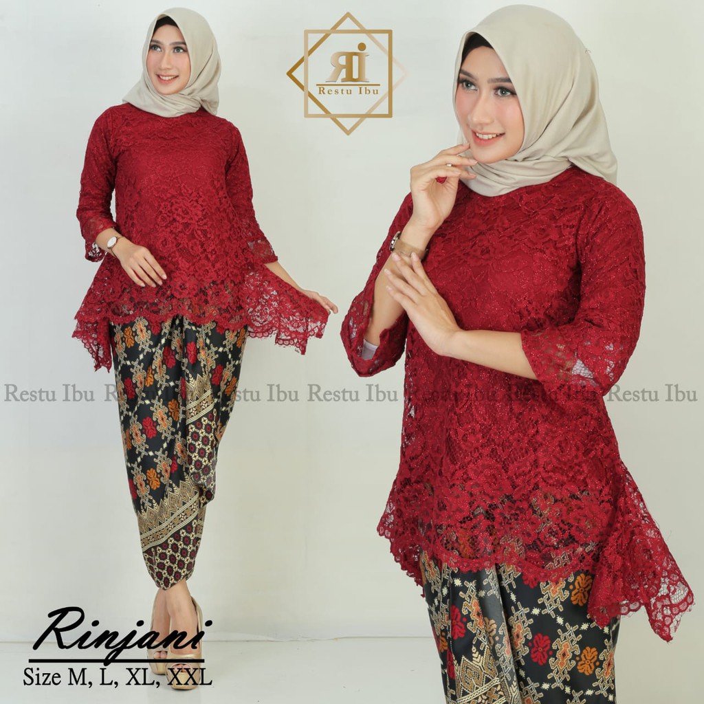 SB Collection Stelan Kebaya Rika Blouse Brukat Dan Rok Lilit Maxi Super Jumbo Batik Wanita