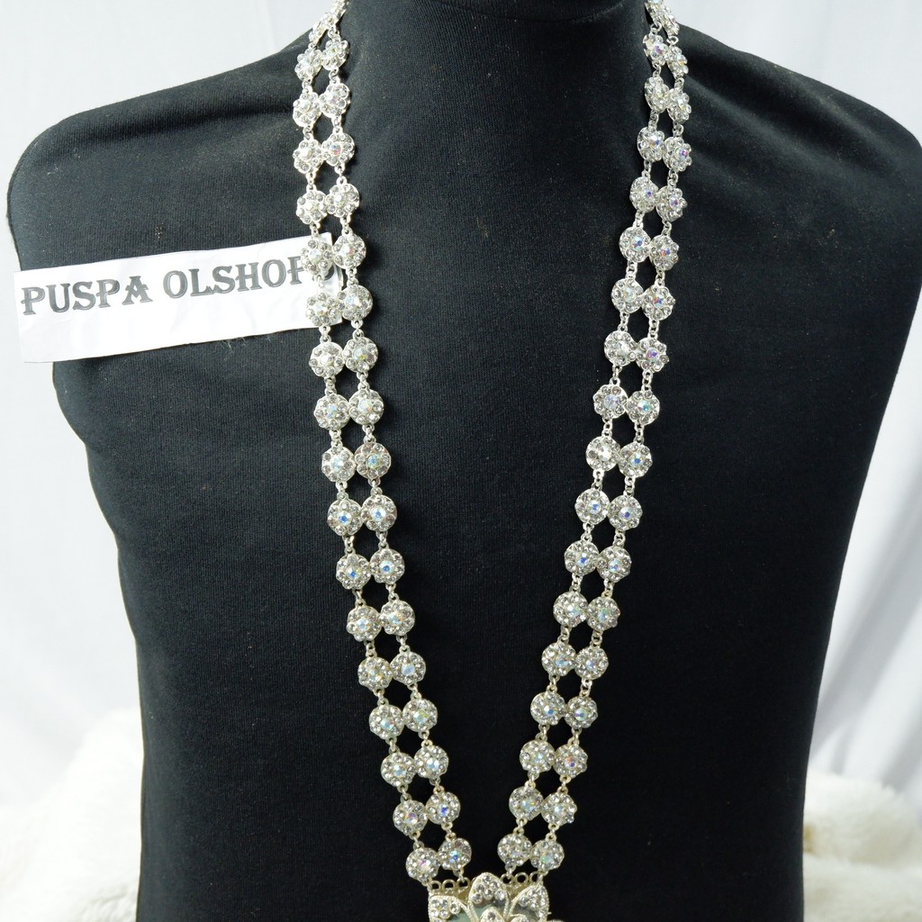 Kalung Karset Bunga Premium Silver