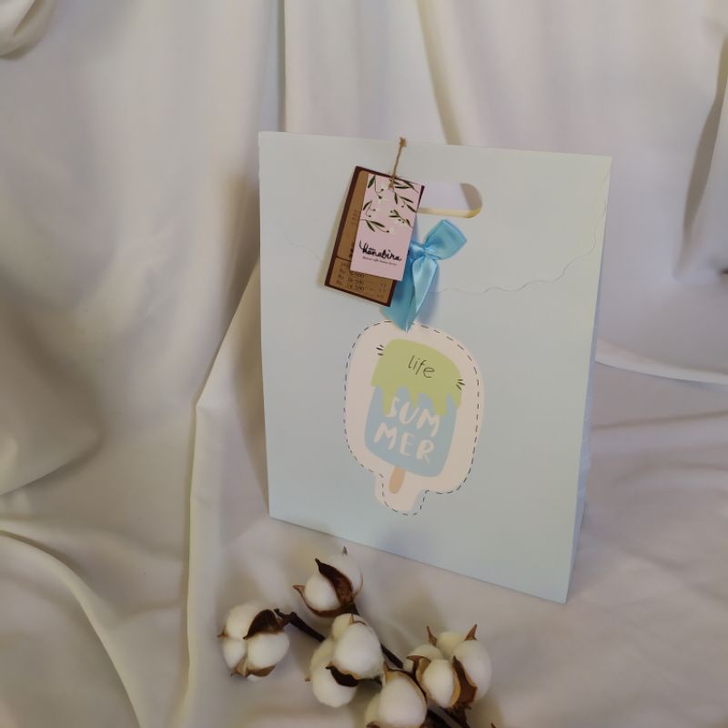 Paper Bag Motif M (PBP/09) | Tas Kertas Kado | Tas Ulang Tahun | Goodie Bag-Life Summer Blue