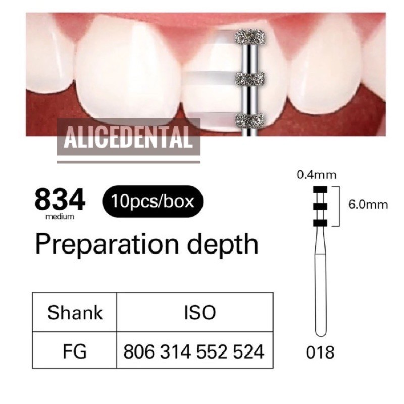 Bur veneer Dental diamond bur depth marker deep marking preparasi veneer gigi VP-21 VP 21 venner highspeed