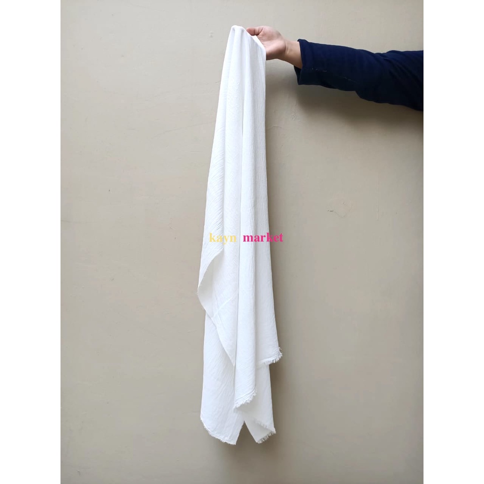 1/2 Meter Kain CEY AIRFLOW CRINKLE White Putih Stretch Premium Grade A Meter Roll Grosir Ecer Fabric Textile