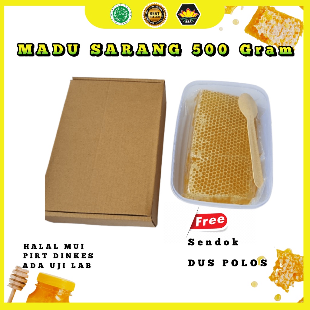 500Gr Dus Polos Sarang Madu Murni Asli Alami Melifera honeycomb